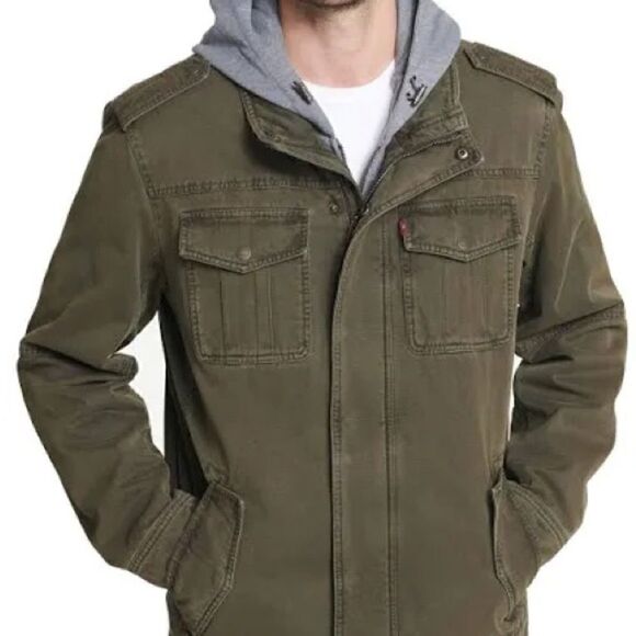 LEVIS Washed cotton Olive Utility Military Jacket Mens Sz M Host Pick - Picture 1 of 8